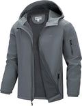 Men's Hooded Softshell Jacket Waterproof Fleece Lined - Lightweight