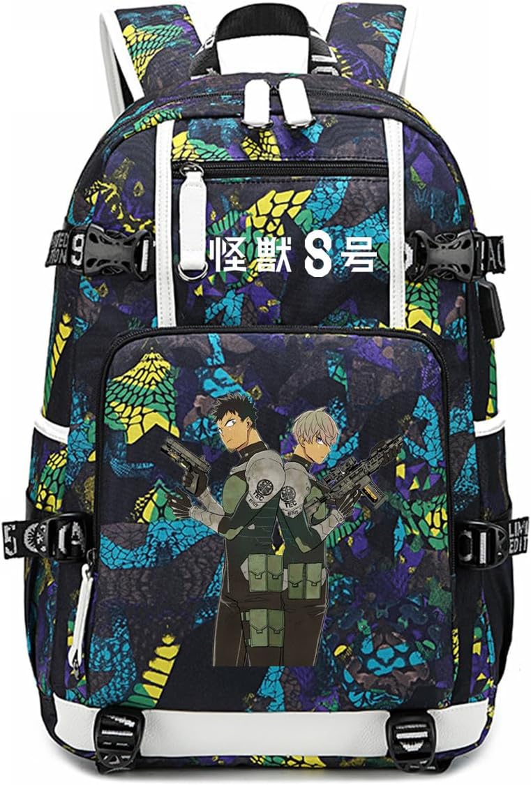 ISaikoy Anime Kaiju No. 8 Backpack with USB Charging Port