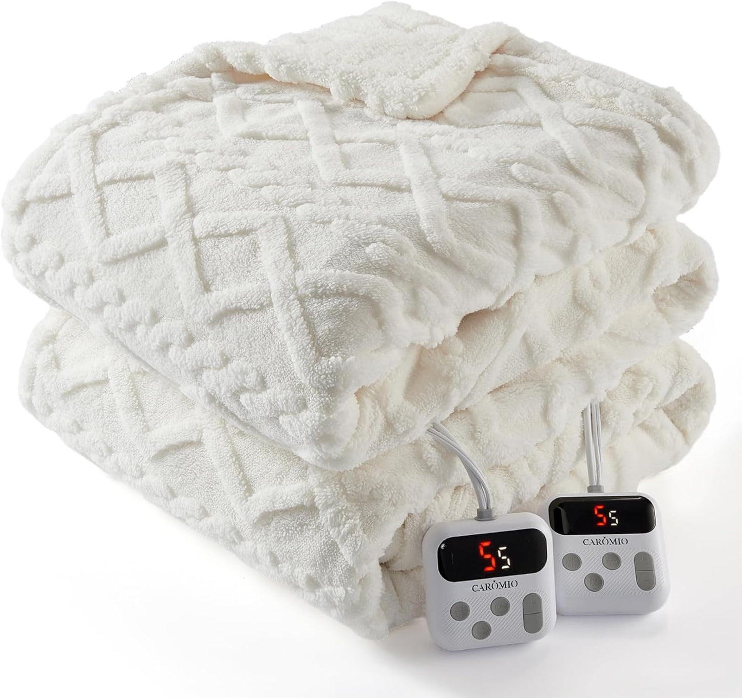 CAROMIO Electric Blanket Queen Size with Dual Control Features