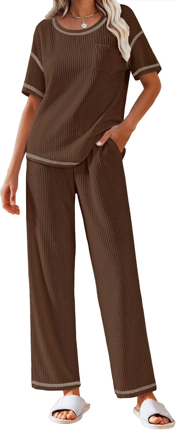 Ekouaer Women Waffle Knit Lounge Sets for Ultimate Comfort