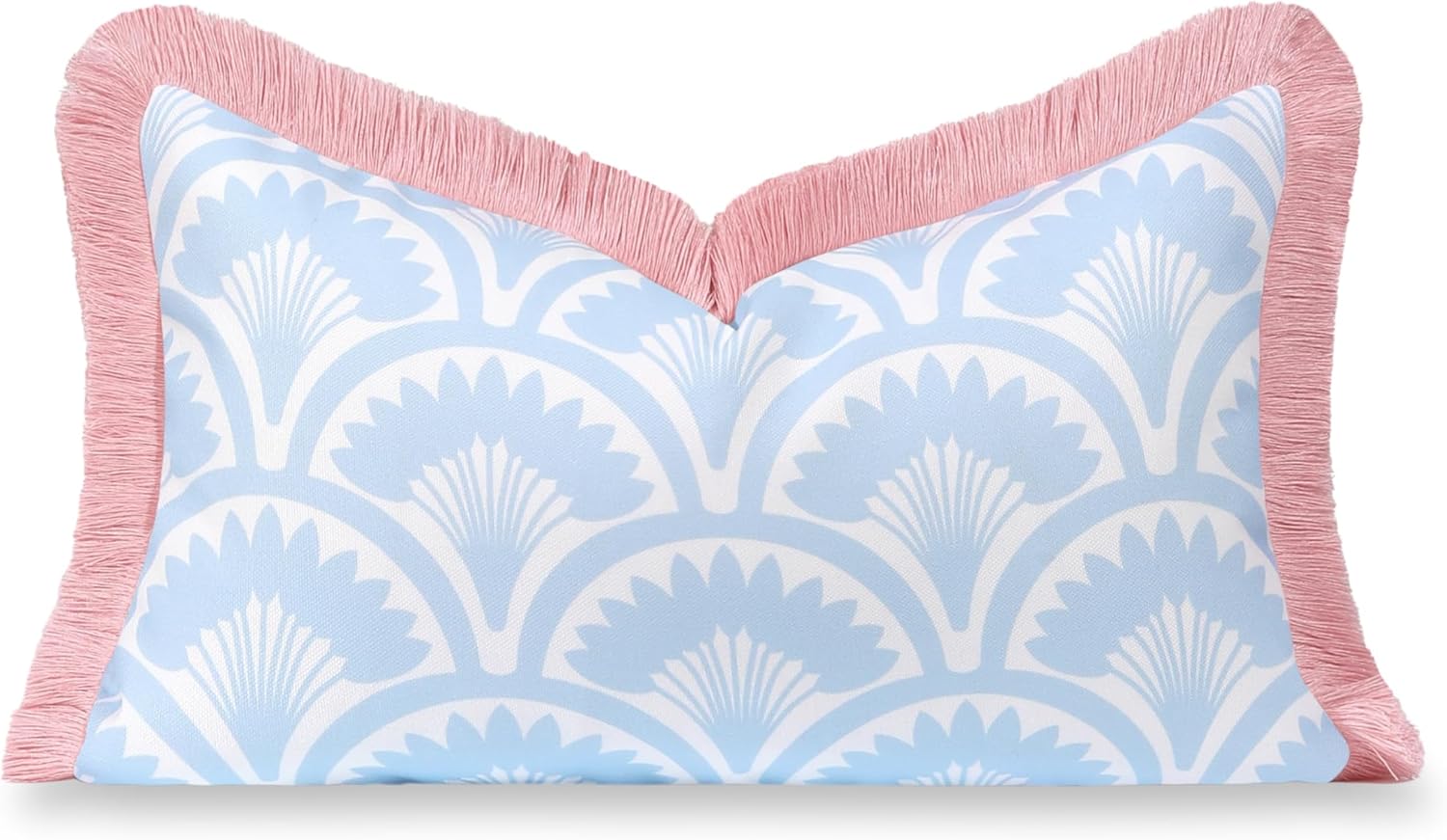 Coastal Grandmillennial Lumbar Pillow Cover for Indoor Outdoor Use