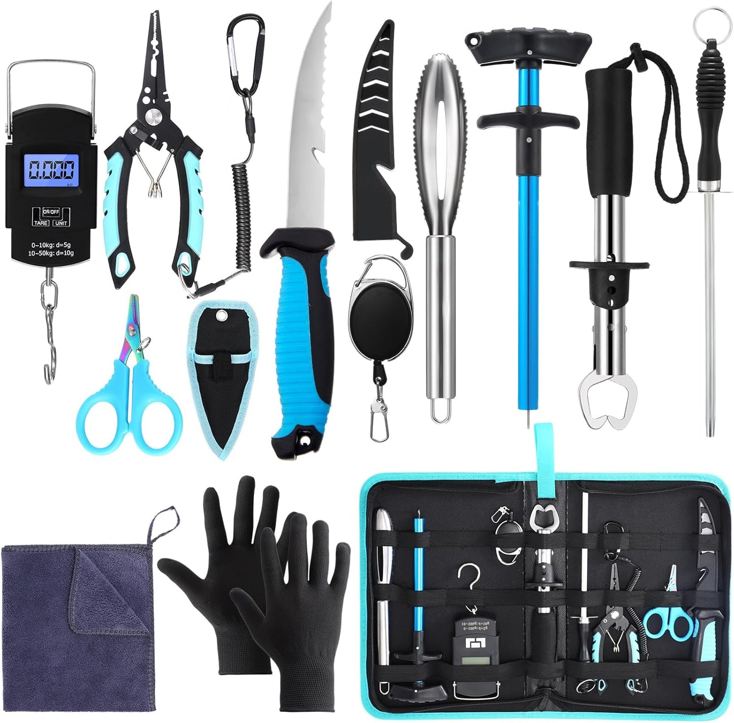 14 Pcs Fishing Tool Kit with Fillet Knife and Pliers Set