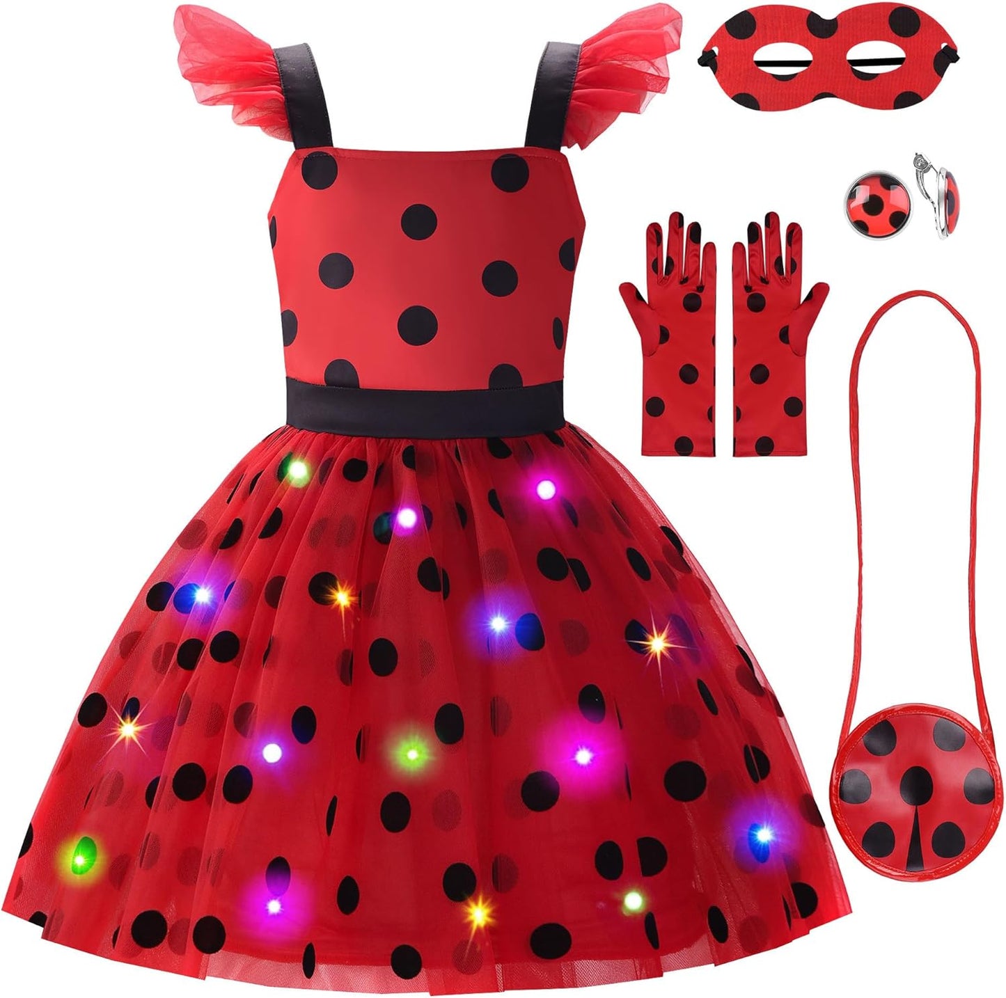 Light Up Girls Ladybug Costume for Halloween and Birthdays