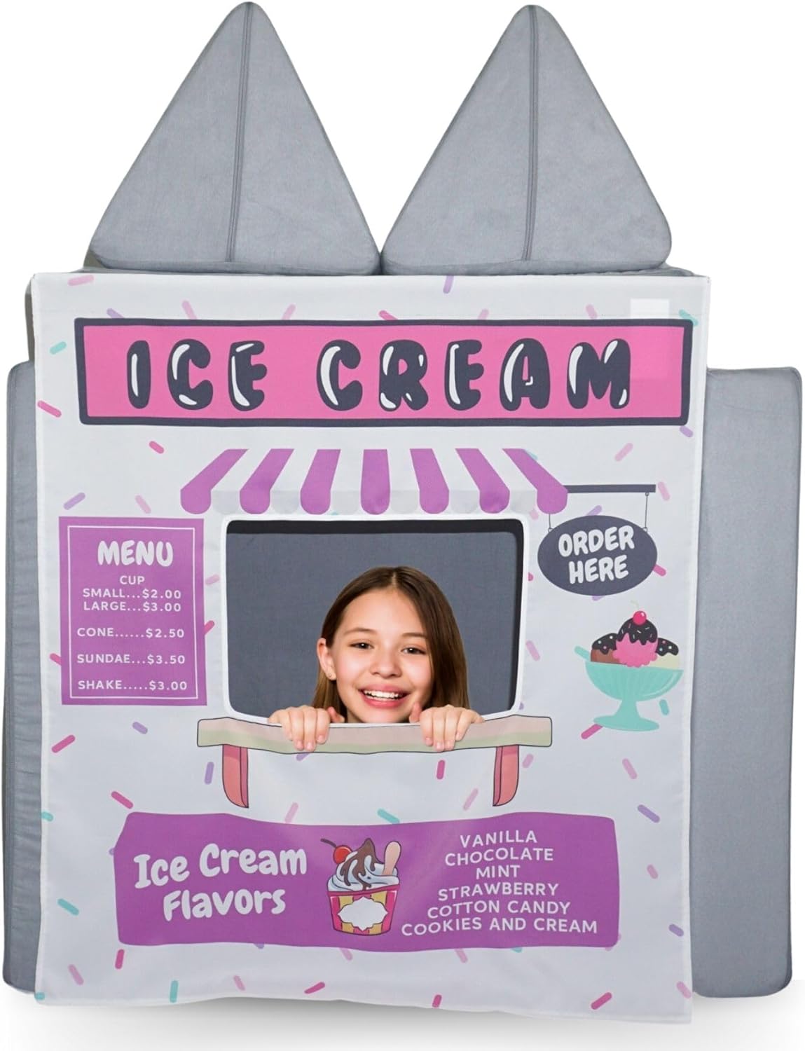 Couch Swag Ice Cream Shop Play Panel for Kids Imaginative Fun