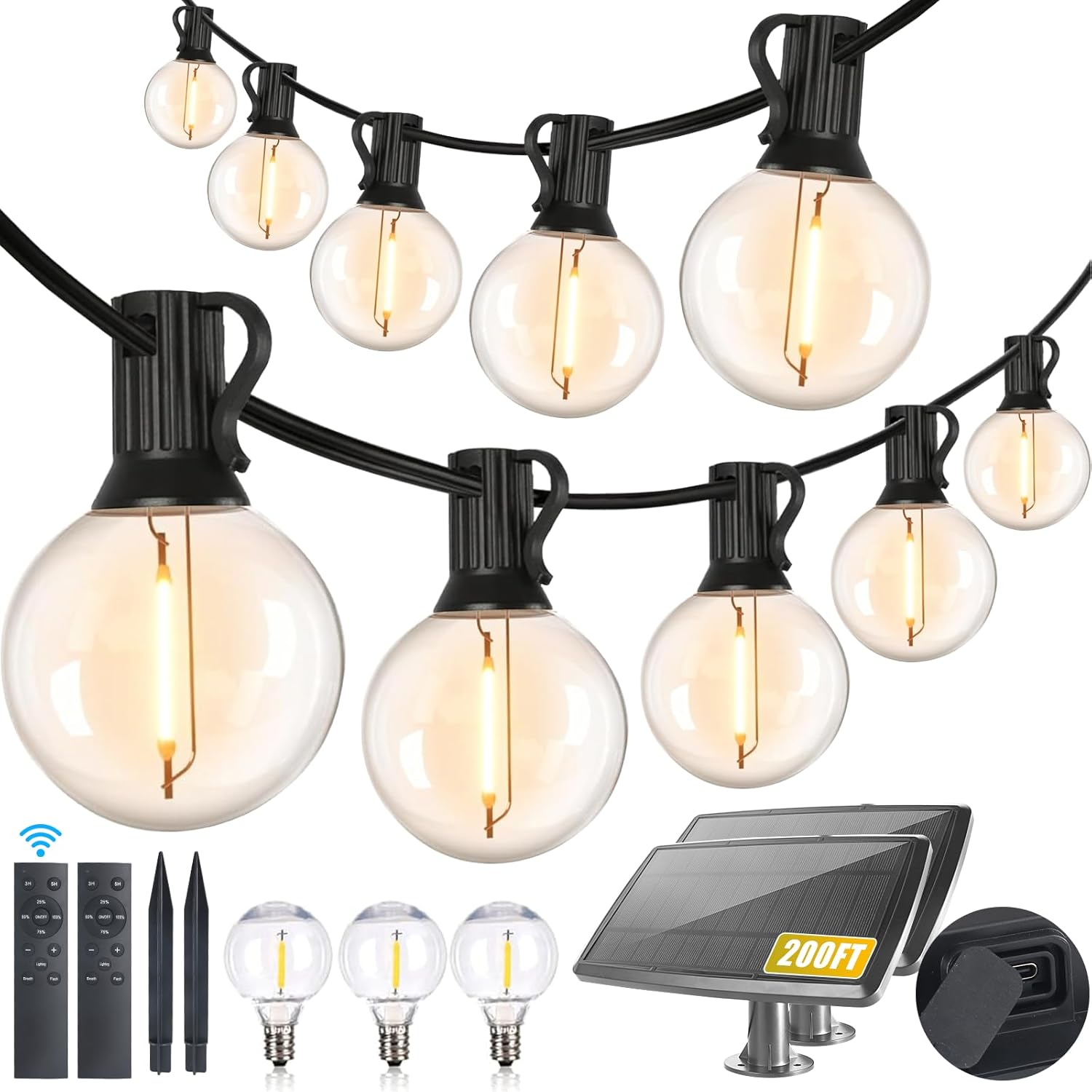 200FT Solar String Lights Outdoor Waterproof with Remote Control