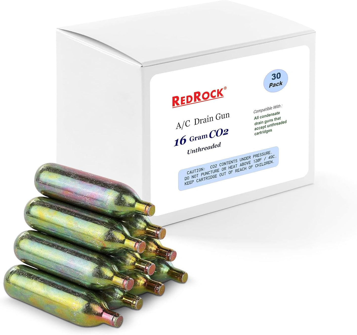 RedRock 16 Gram Unthreaded CO2 Cartridges for Gallo Drain Gun