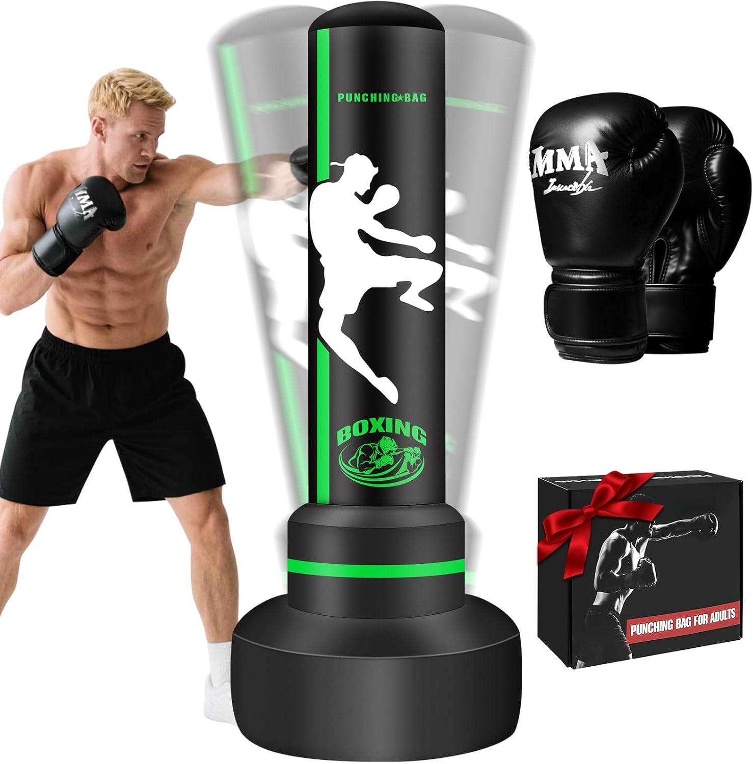 Freestanding Punching Bag with Gloves for Adult Training Fitness