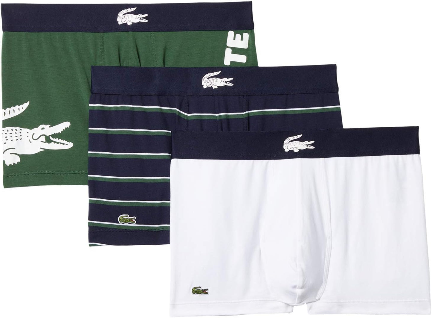 Lacoste Men's Cotton Stretch Big Croc Print Trunks, 3-Pack Review