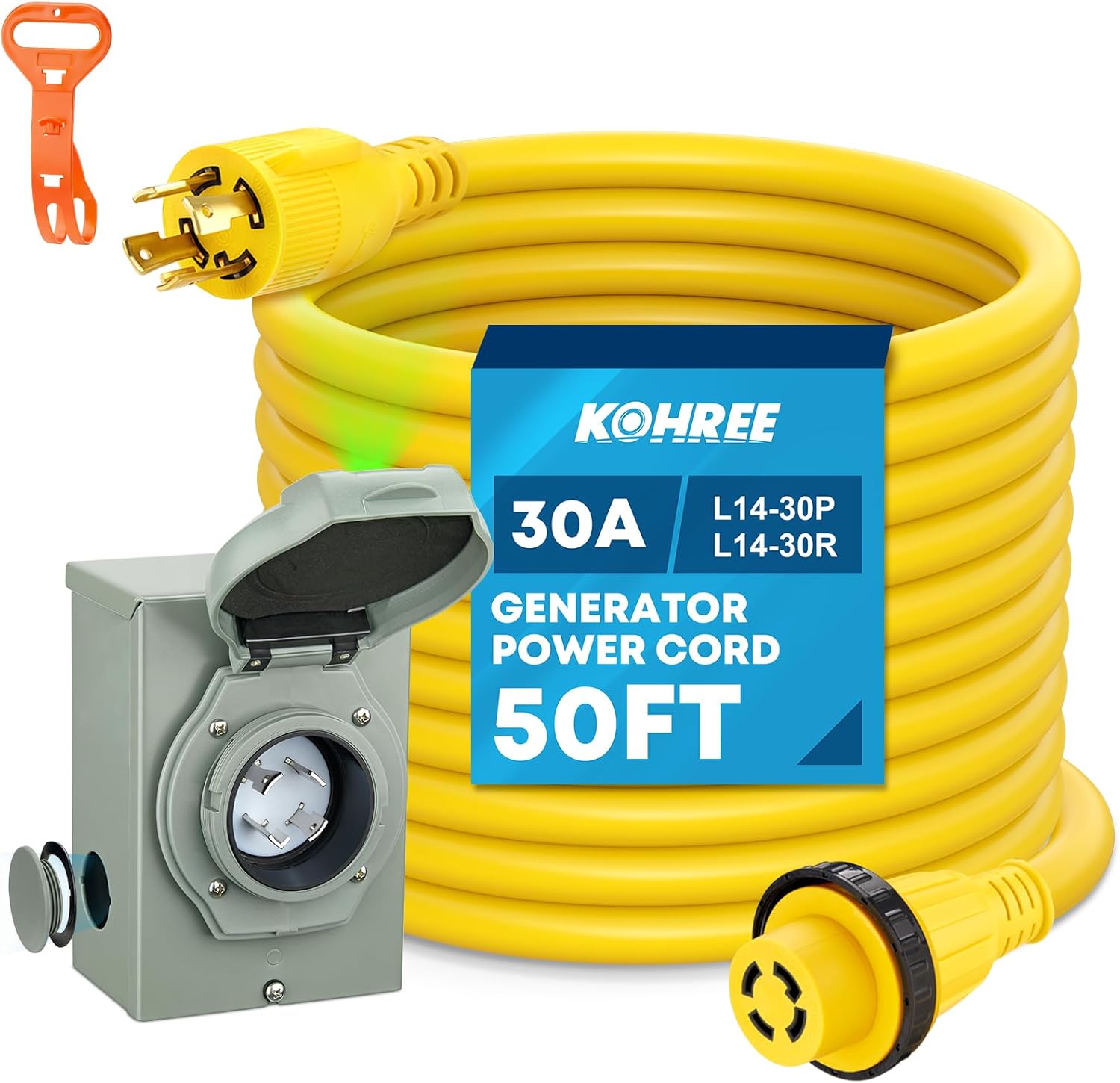 Kohree 50 Feet 30 Amp Generator Cord and Inlet Box Kit Review