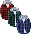 ZITY Men's Flannel Hoodie Shirt 3-Pack - Lightweight Layering Shirts