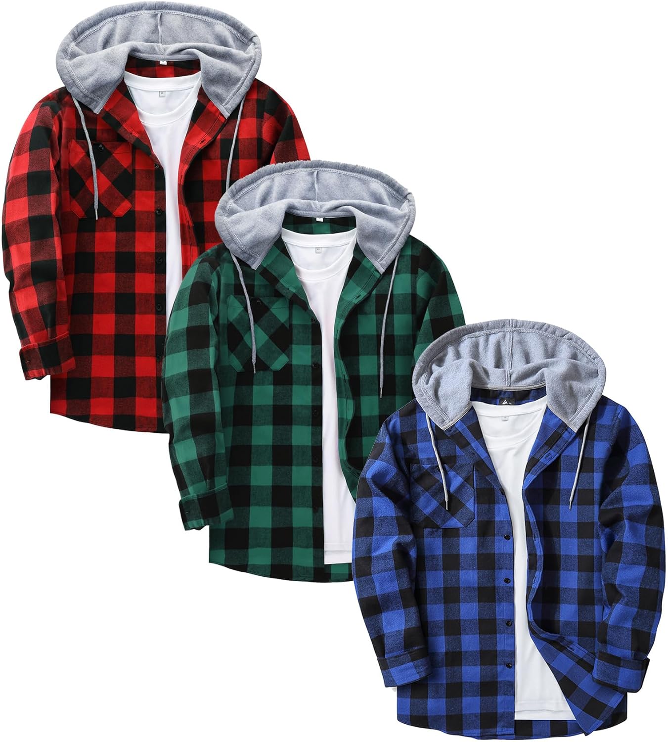ZITY Men's Flannel Hoodie Shirt - Casual Vintage Plaid Jacket