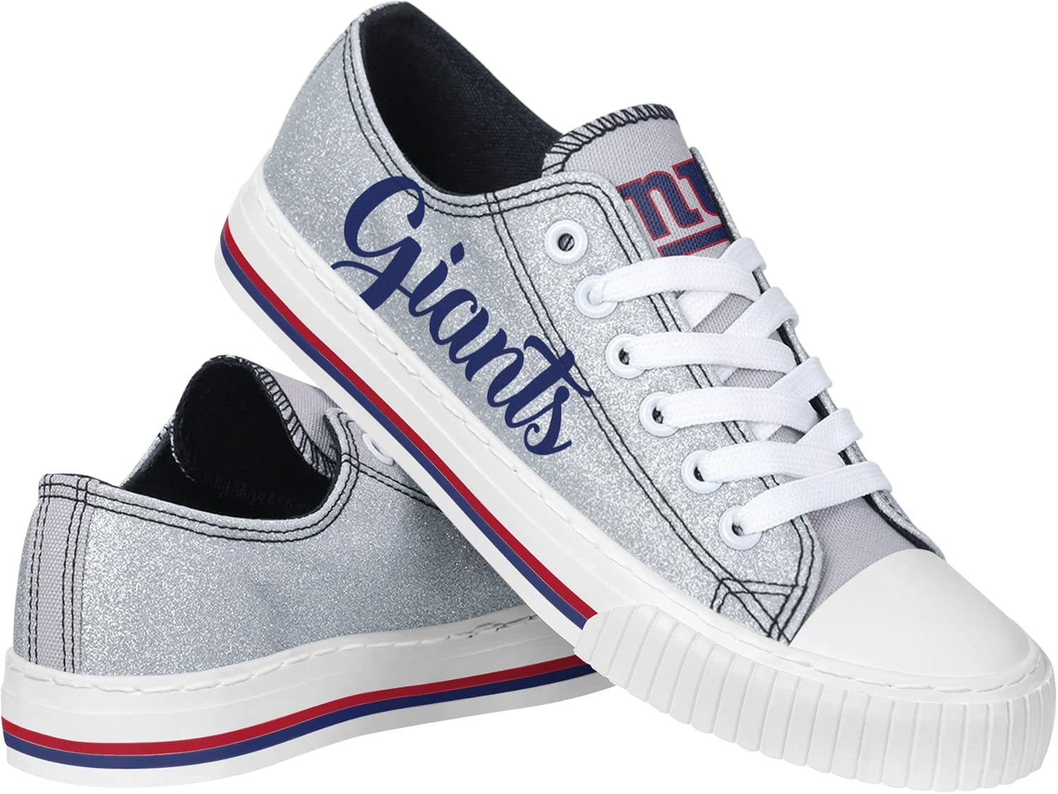 FOCO Women's NFL Team Logo Glitter Low Top Canvas Sneakers