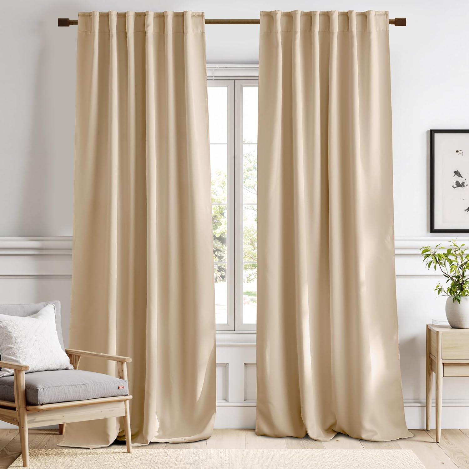 NICETOWN Blackout Curtains for Large Windows - Biscotti Beige