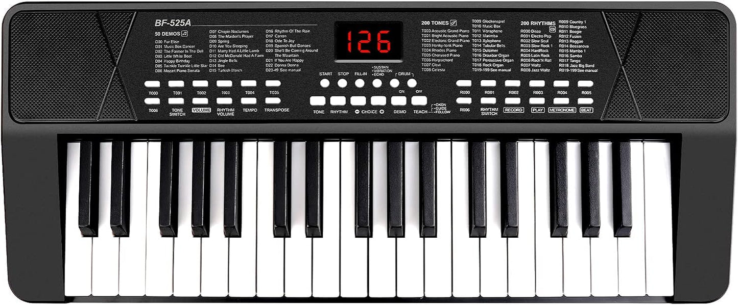 Portable 37-Key Piano Keyboard w/ Mic & LED Screen
