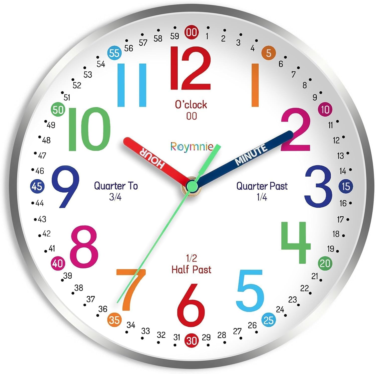 14 Inch Wall Clock for Kids Learning to Tell Time - Ideal Gift
