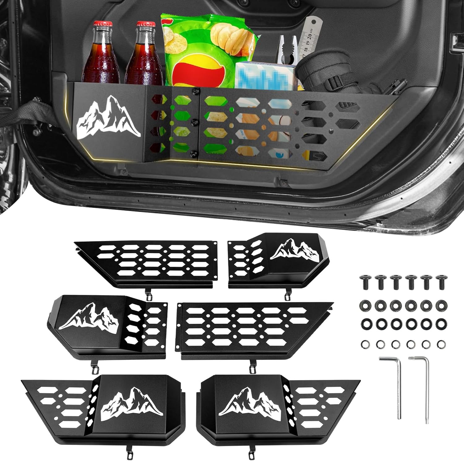 Metal Door Storage Box Pockets for 2018-2025 Jeep Wrangler JL