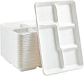 100% Compostable 5-Compartment Paper Plates 100 Pack - Eco Meal Trays