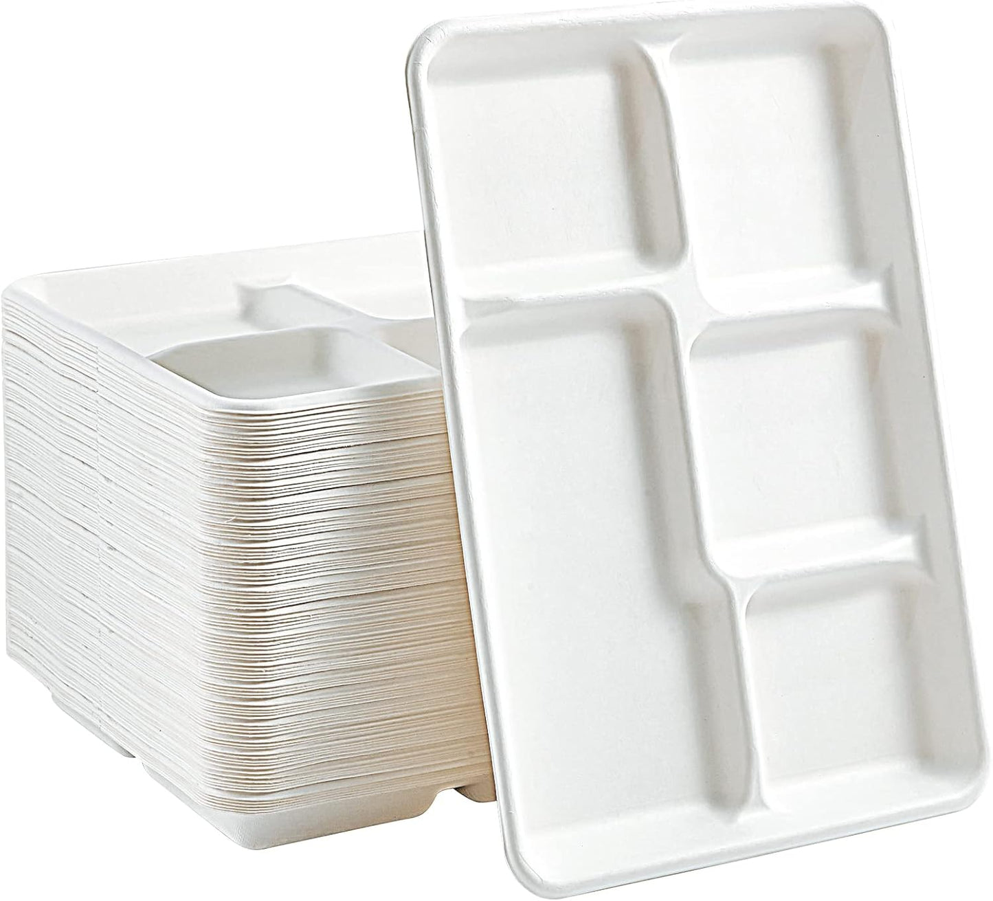 Compostable 5 Compartment Paper Plates for Eco-Friendly Events