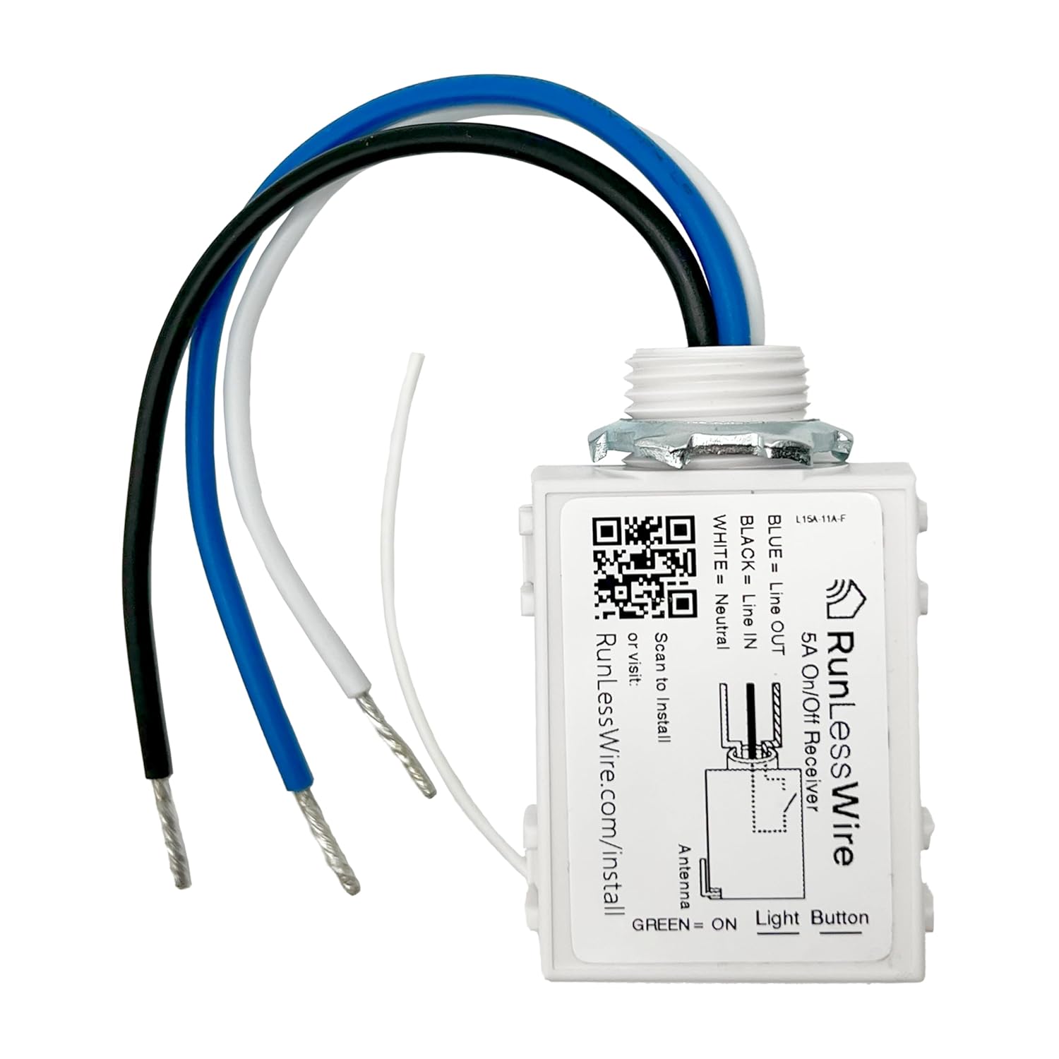 RunLessWire 5 Amp On/Off Receiver for Wireless Light Control