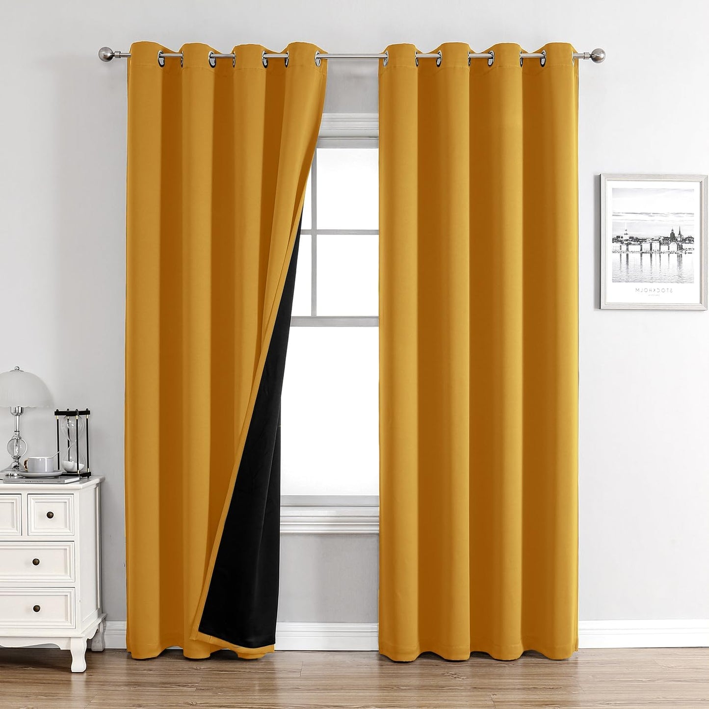 ChrisDowa 100% Blackout Curtains for Bedroom, 120 inch Long