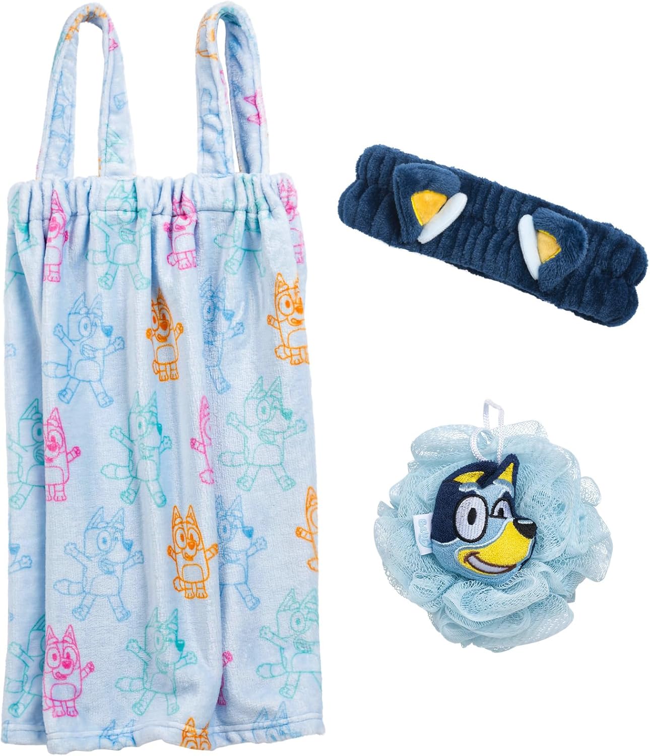 Bluey Kids Spa Set - Towel Wrap, Loofah & Headband