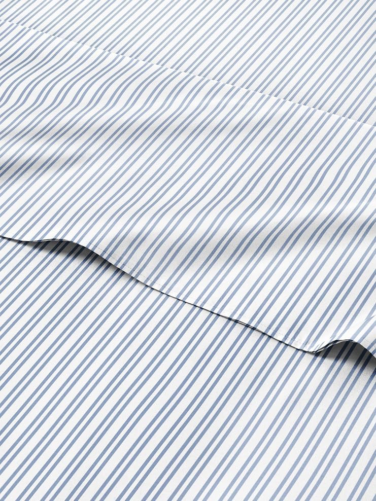 Blue and White Striped Sheets Set for Queen Size Beds