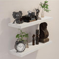 BGMG Wood Floating Shelves 24 in White - Rustic Deep Wall Shelf Set