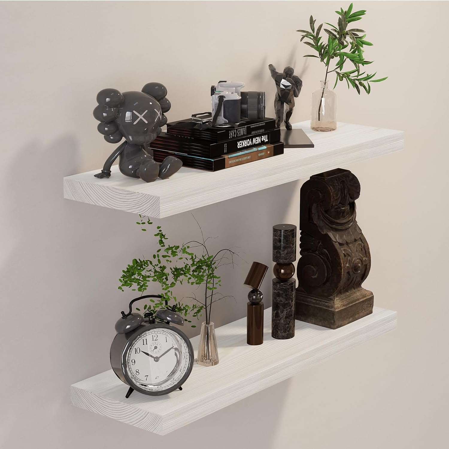BGMG Wood Floating Shelves - Rustic 24 inch Wall Storage Solution