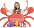 4Pcs Giant Crab Plush Toy Set, 43.3in Weighted Crab with Mini Sea Crew