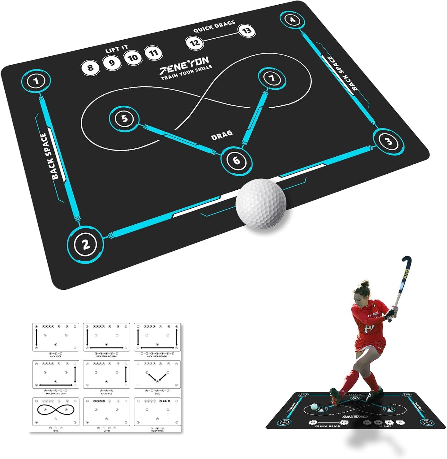 Hockey Training Mat for Indoor/Outdoor Use - Anti-Slip Design