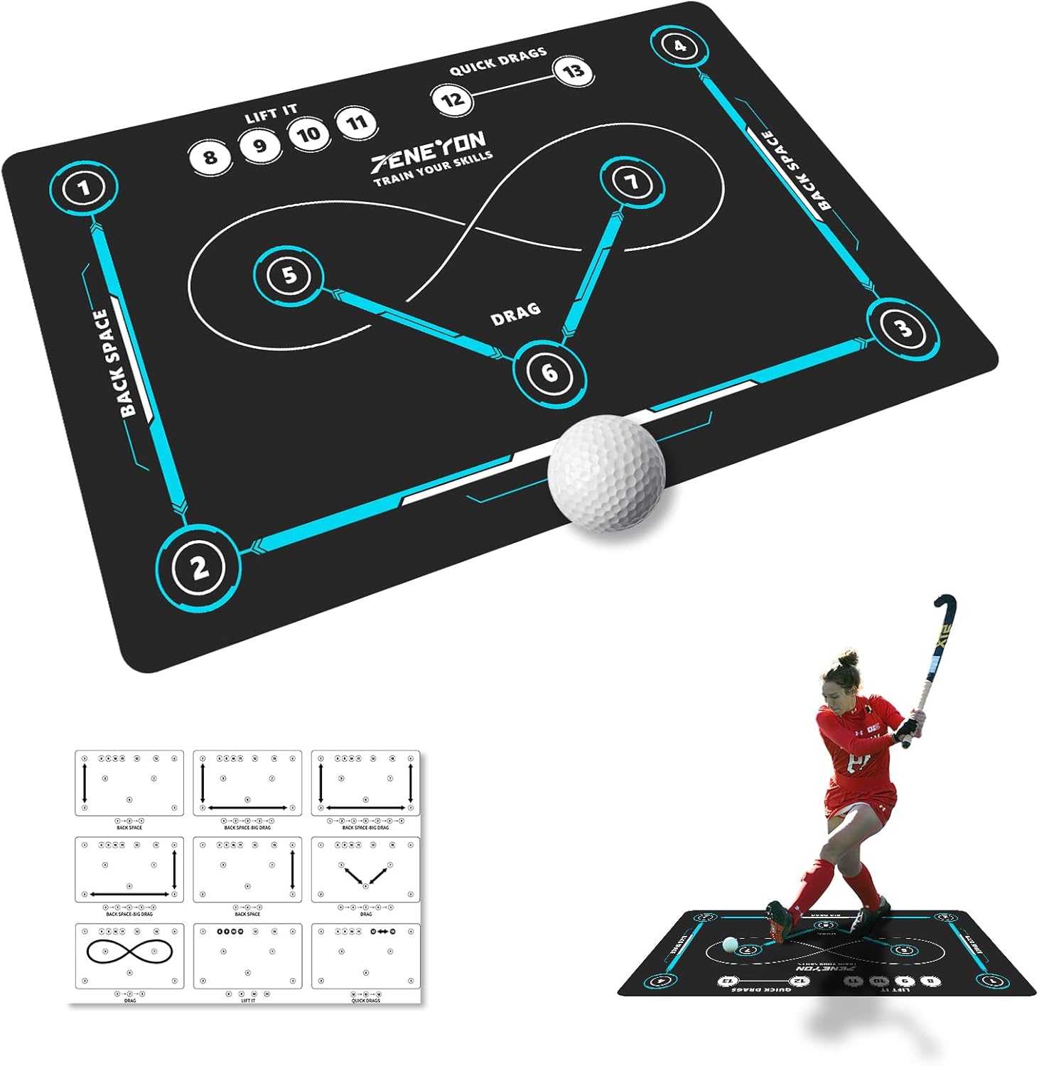 Hockey Training Mat for Indoor/Outdoor Use - Anti-Slip Design