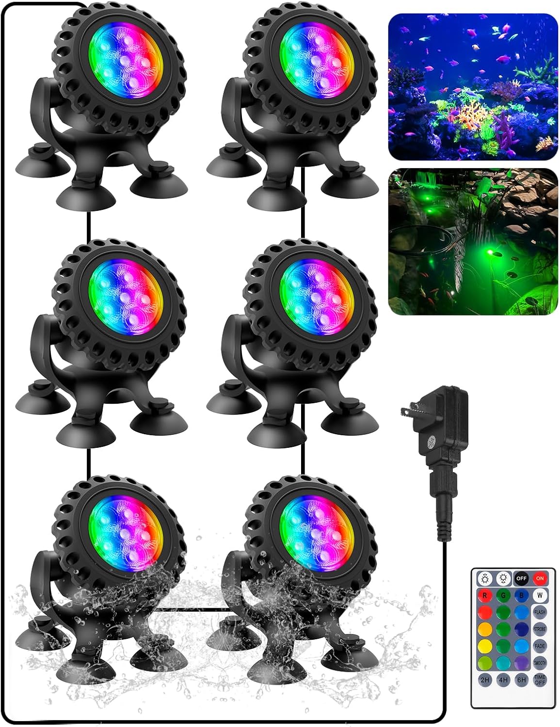T-SUN Color Pond Lights with Timer for Stunning Garden Illumination