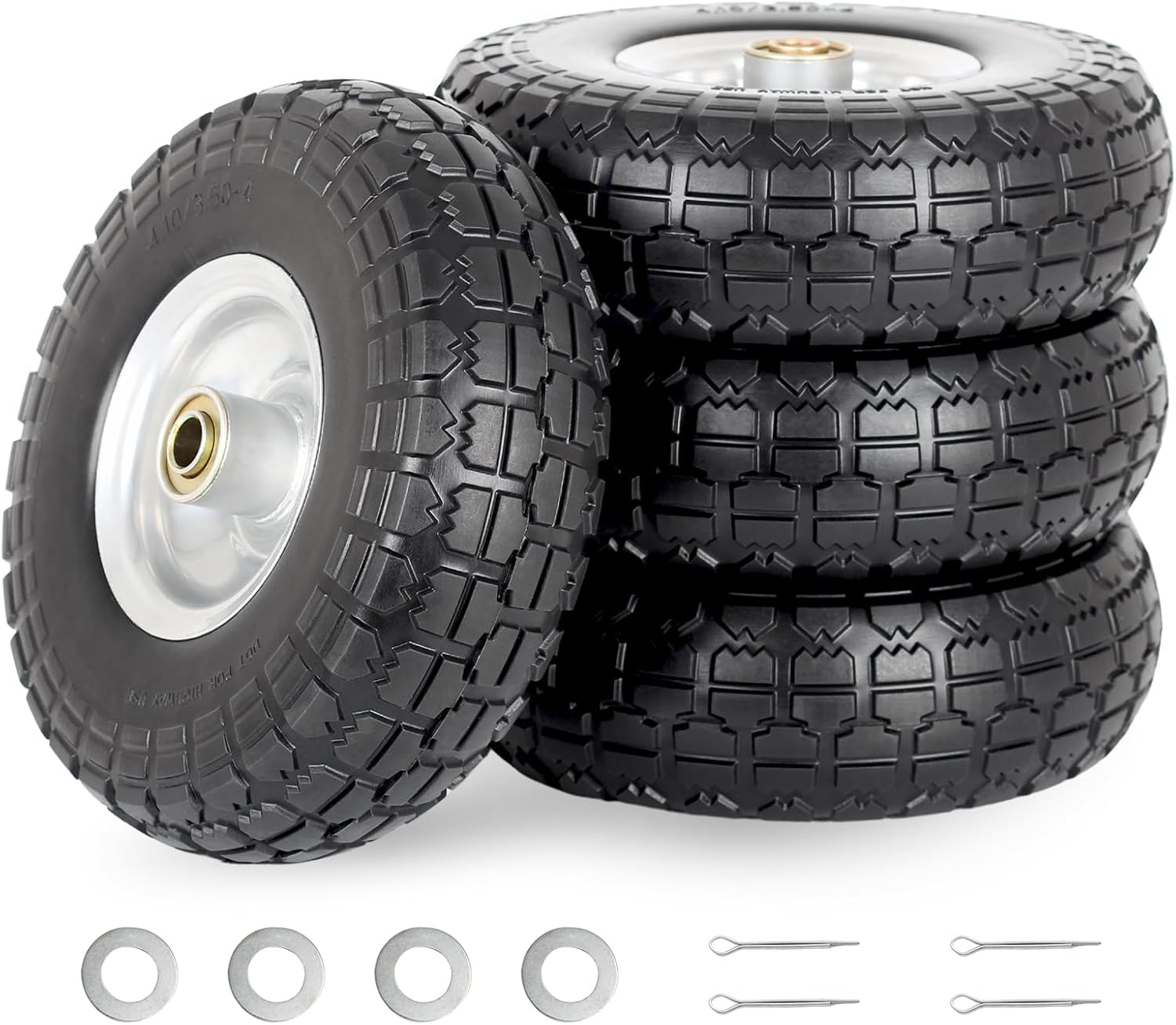 10-Inch Flat-free Solid Tire and Wheel for Hand Trucks and Carts