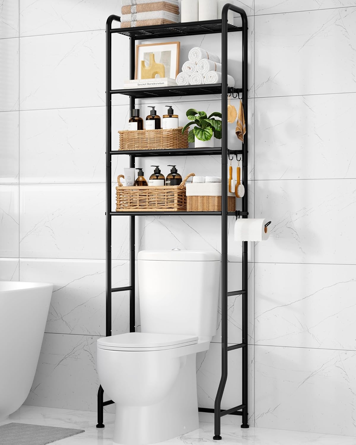 Kitsure Over Toilet Storage Rack - Stylish Bathroom Organizer