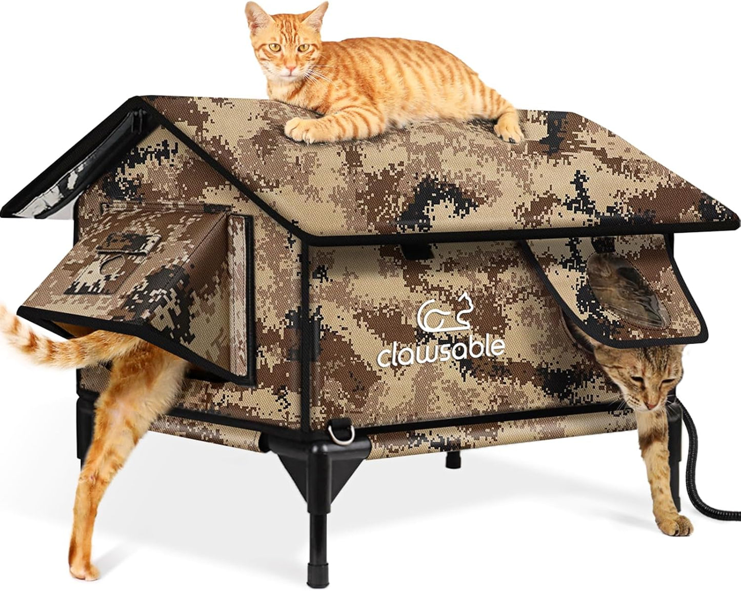 Indestructible Gable Roof Heated Cat House for Winter Safety