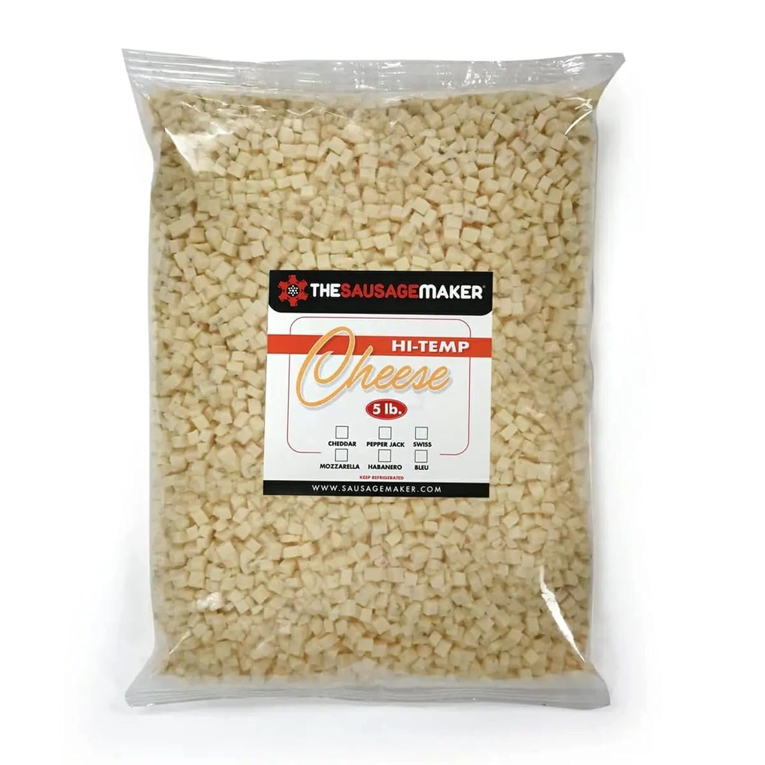 High Temp Pepper Jack Cheese for Sausage Making - 5 Lbs