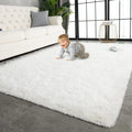 Super Soft Shaggy Rug 5x7 ft - Plush Cream White Area Rug for Living