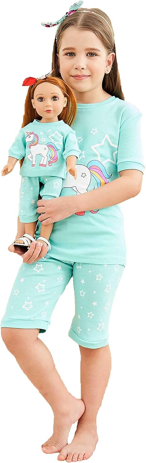 Cotton Christmas Pajama Set for Girls & Dolls