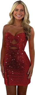 Sparkly Sequin Homecoming Dresses for Teens Strapless Mini Dress 2025