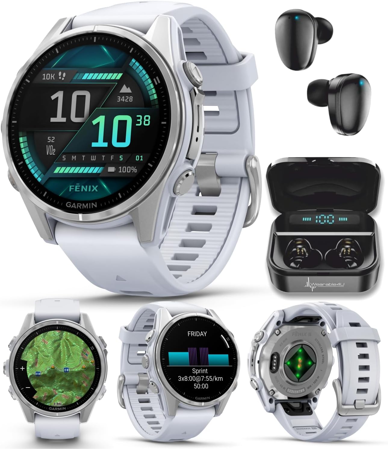 Garmin Fenix 8 43 mm AMOLED Multisport GPS Smartwatch Bundle