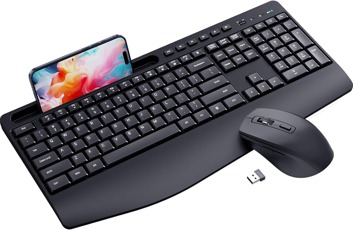 LIZRROT Ergonomic Wireless Keyboard & Mouse: Silent, Full-Size, Wrist Rest