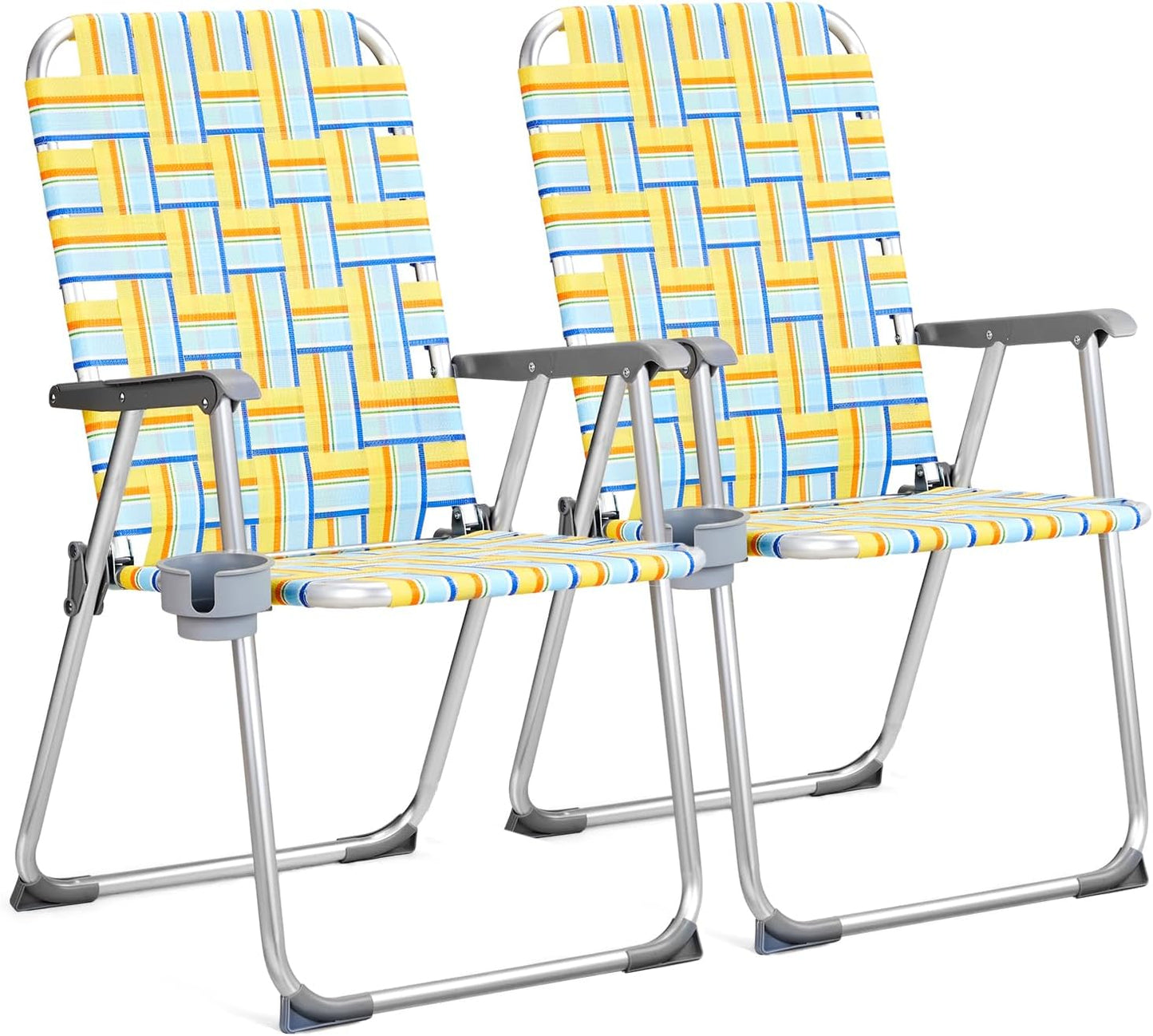 VINGLI Aluminum Patio Lawn Chairs Set of 2 with Cup Holder