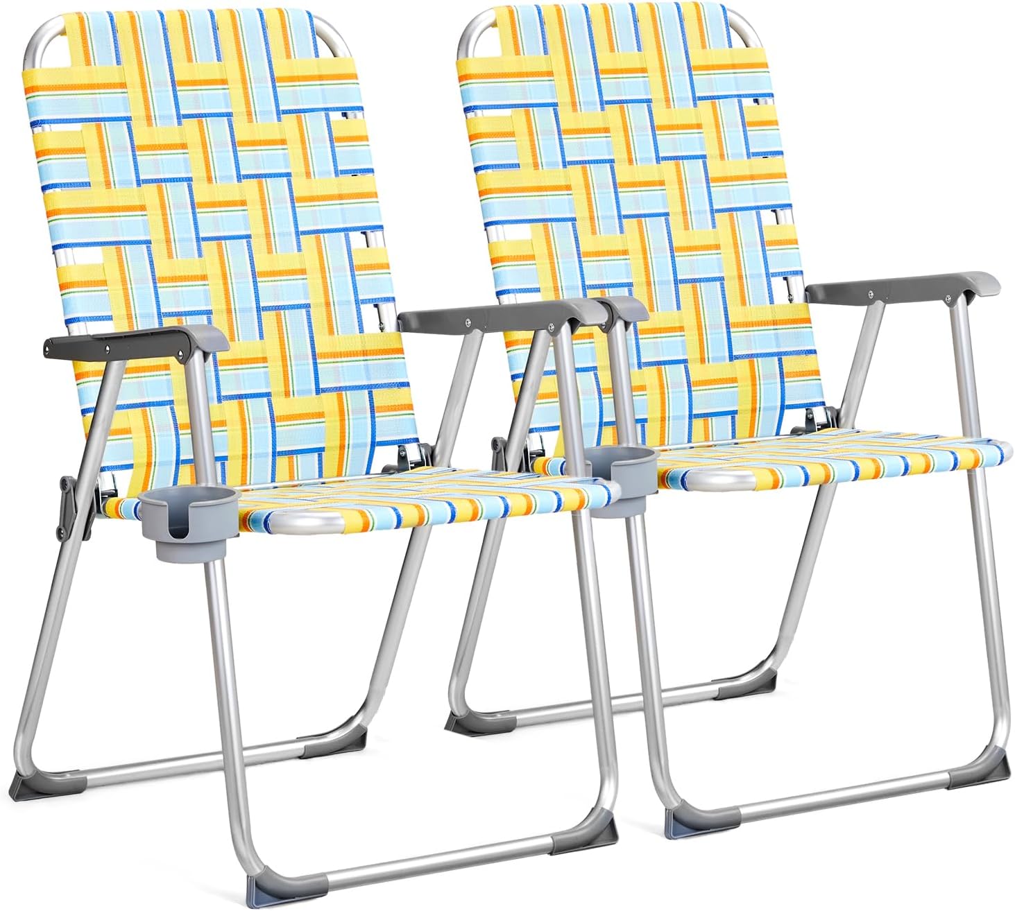 VINGLI Aluminum Patio Lawn Chairs Set of 2 with Cup Holder