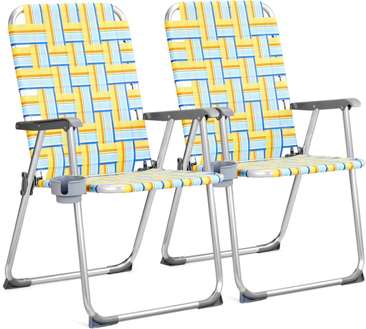 VINGLI Aluminum Patio Lawn Chairs Set of 2 with Cup Holder