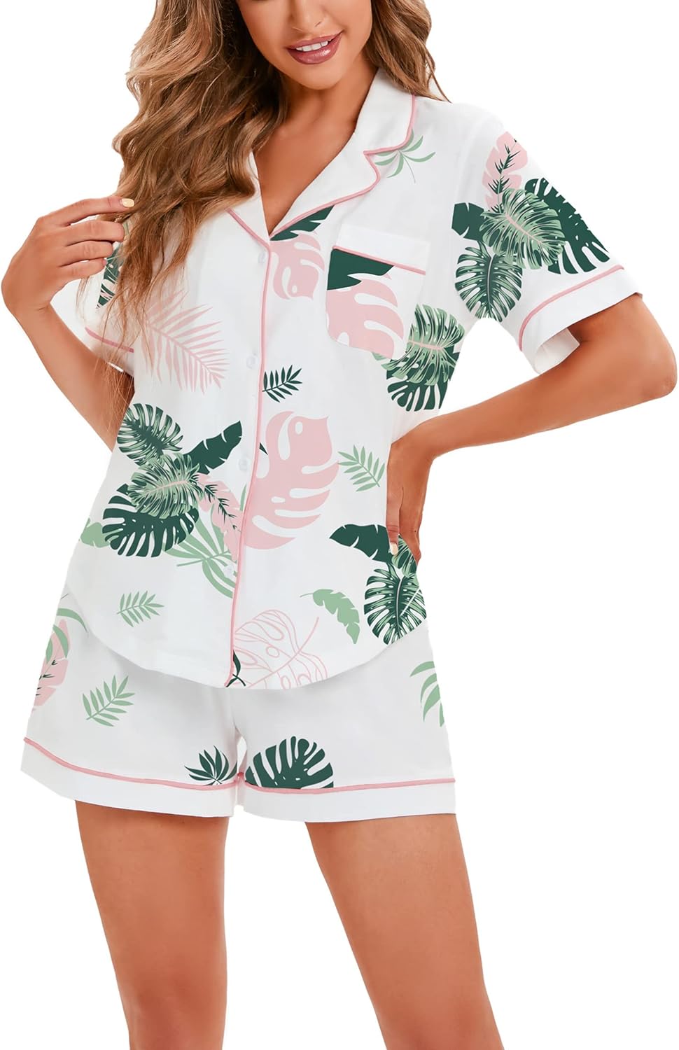 LUBOT 100% Cotton Pajamas for Women - Soft Summer Sleepwear