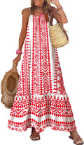 Women Summer Ruffle Boho Maxi Dress with Smocked Bodice - Flowy