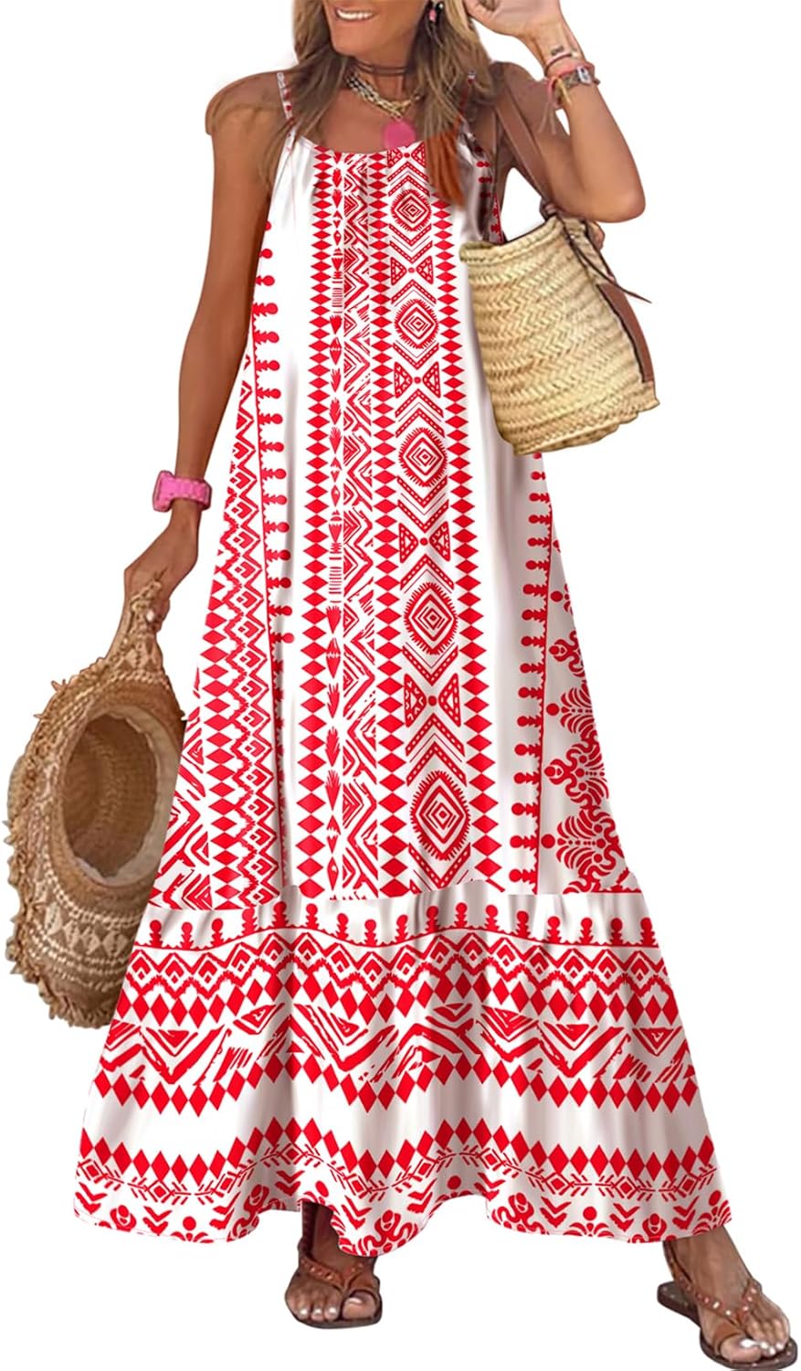 Dokotoo Women Summer Dresses 2025 Spaghetti Strap Maxi Dress