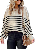 Womens Oversized Crewneck Knit Sweater with Side Split - Soft Fit