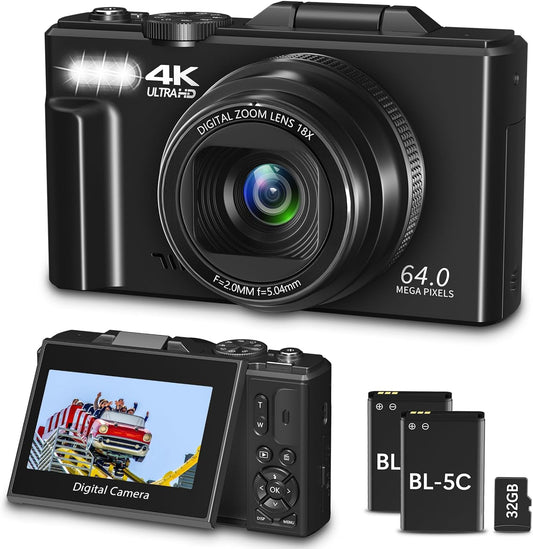 Gavonde 64MP 4K WiFi Vlogging Camera - Compact & Powerful