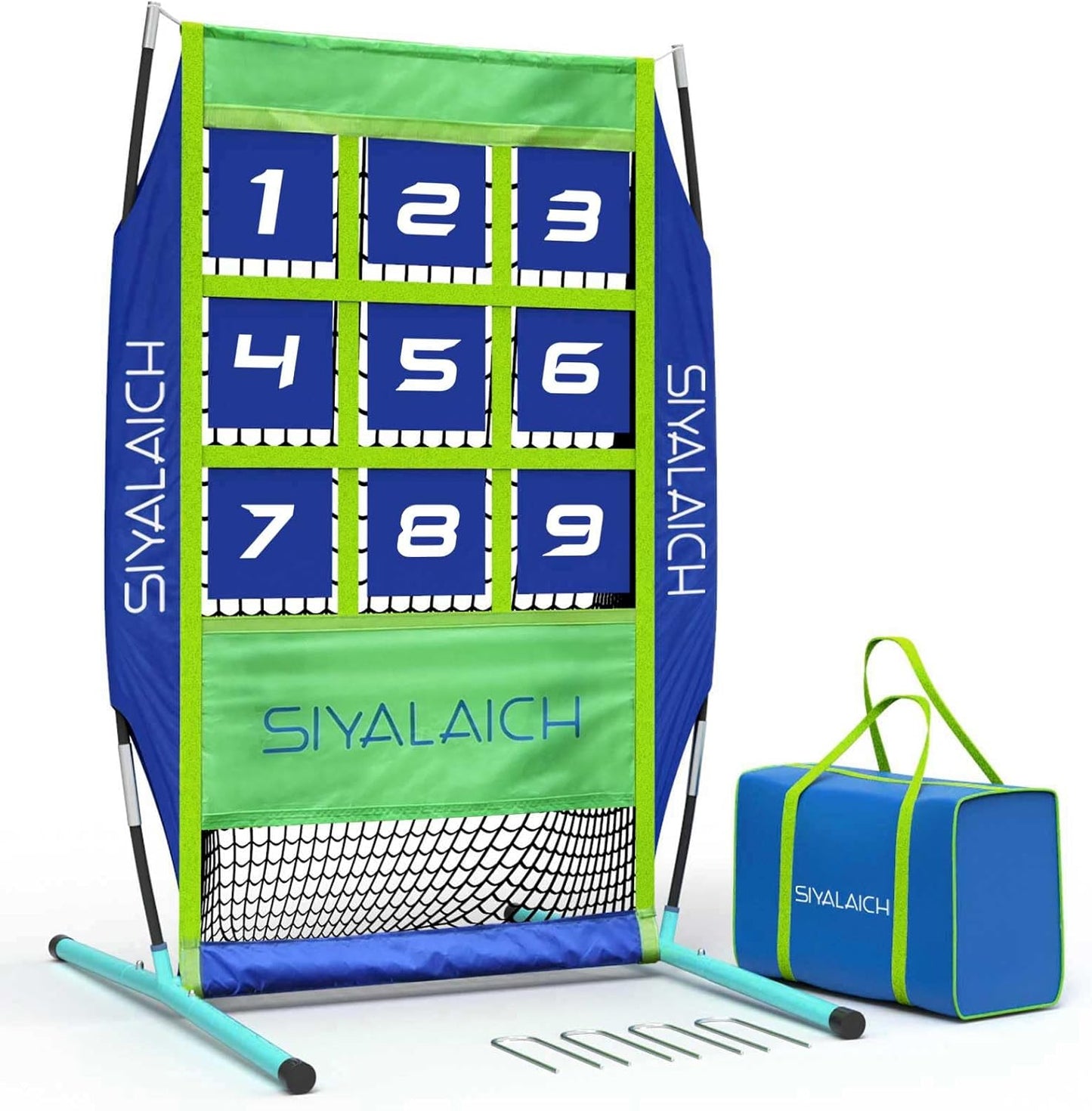 Portable Baseball & Softball Pitching Net with 9 Hole Target